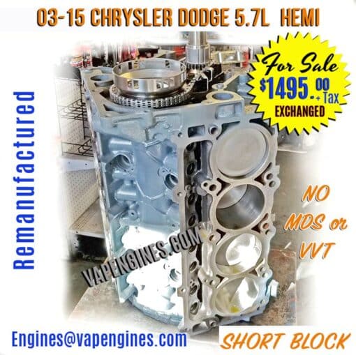Reman Dodge 5.7 Short Block Engine