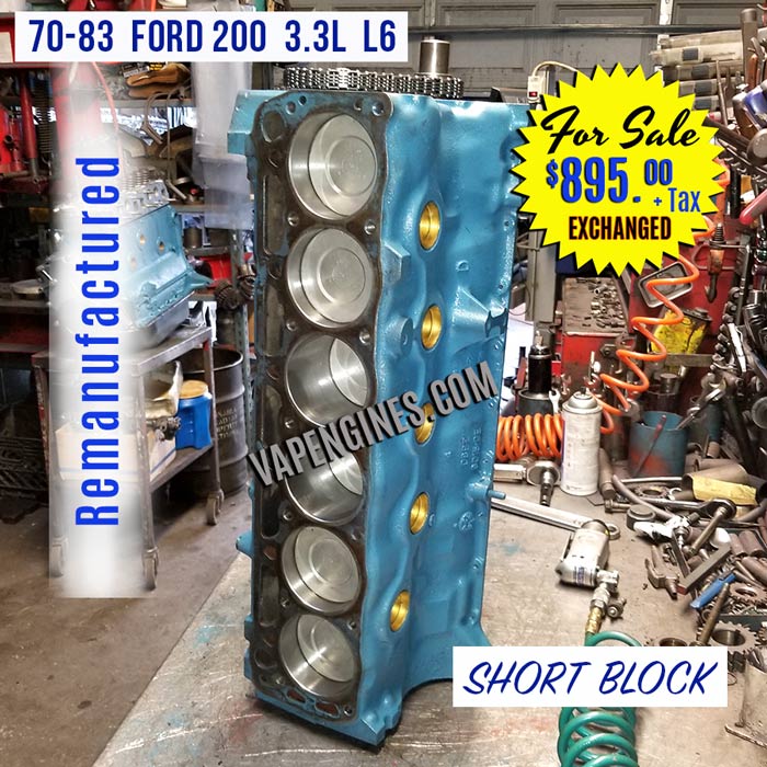 Ford 200 Engine Short Block for Sale Engine Builder Auto Machine Shop