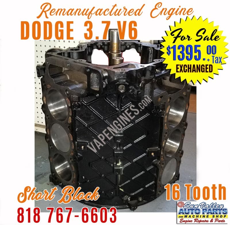 Dodge 3.7L V6 Engine Short Block Sale Remanufactured