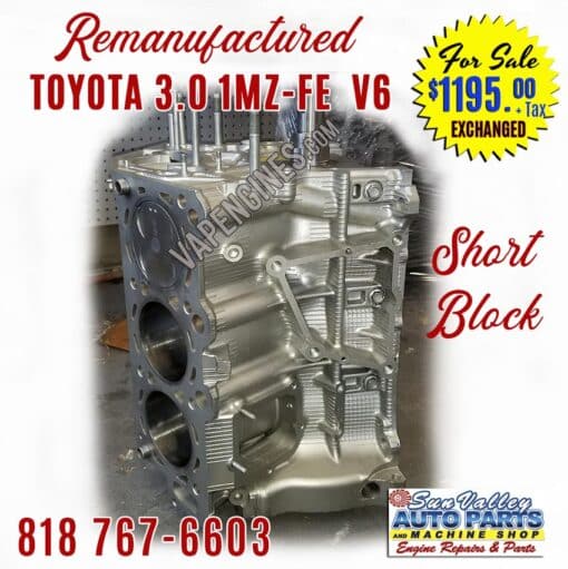 Rebuilt Toyota 3.0 1MZ Short Block Engine