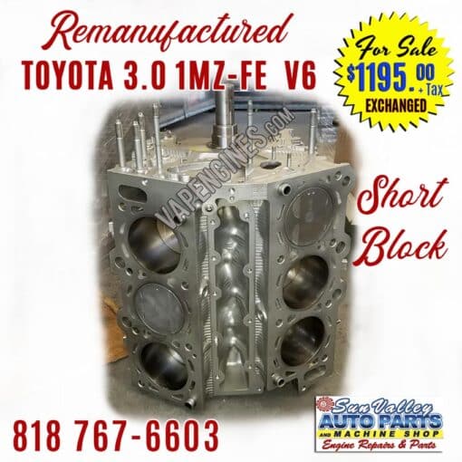 Remanufactured Toyota 3.0 1MZ Short Block Engine