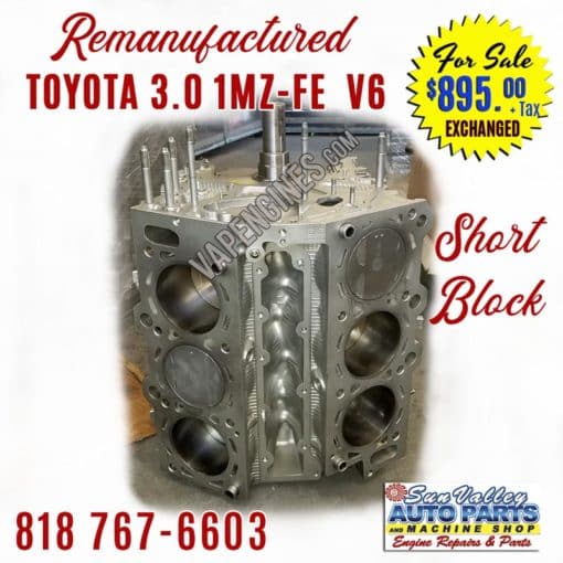 Remanufactured Toyota 3.0 1MZFE Short Block Engine SALE