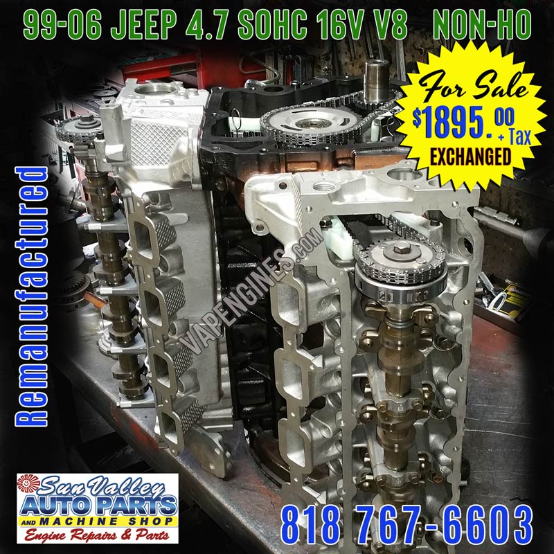 Remanufactured Jeep 4.7 Engine for Sale-Exchanged.
