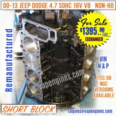 Rebuilt Dodge 4.7 Engine Short Block