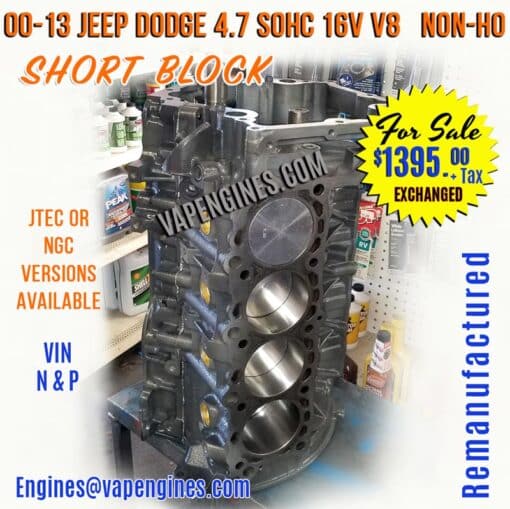 Dodge 4.7L Short Block Engine