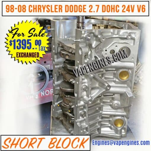 998-08 Chrysler Dodge 2.7 Short Block
