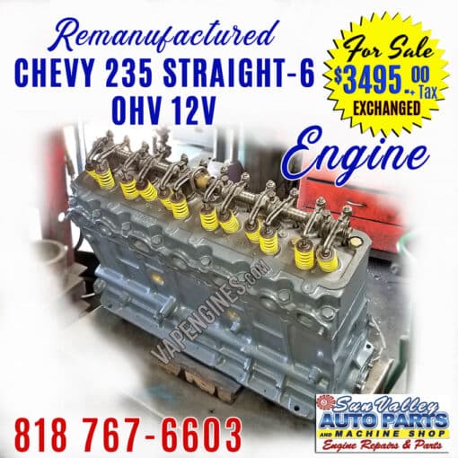 Reman Rebuilt GM Chevy 235 Engine for Sale