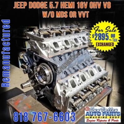 Rebuilt Dodge 5.7 Hemi Engine No MDS/VVT for Sale